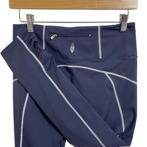 Free People Movement Blue‎ Ruched Hem Capri Leggings Activewear Size M